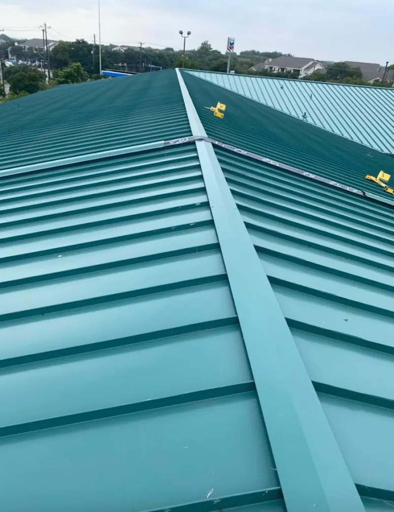Green commercial metal roof ridge and valley for Metal Roof Repair in Mineral Wells